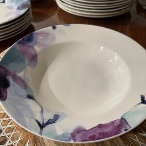 9" Soup/Pasta Bowl Indigo Watercolor Floral